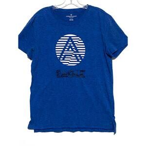 American Eagle AE Graphic T Shirt Mens M Blue Black Heathered Preppy Casual Y2K